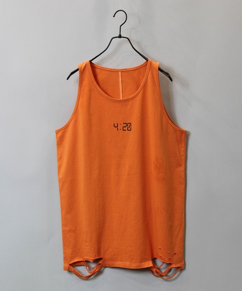 GALLIS ADDICTION（ガリスアディクション）の「GA DAMAGE TANK TOP/ダメージ タンクトップ（タンクトップ・メンズ・チャコール/ナチュラル/ライトオレンジ系・FREE）」の12枚目の写真