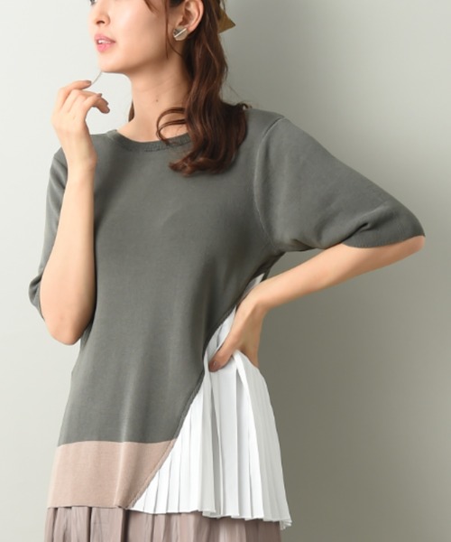 INTERPLANET（インタープラネット）の「サイドプリーツドッキングプルオーバー（ニット/セーター・レディース・ブラック/グレー/カーキ・FREE）」の3枚目の写真