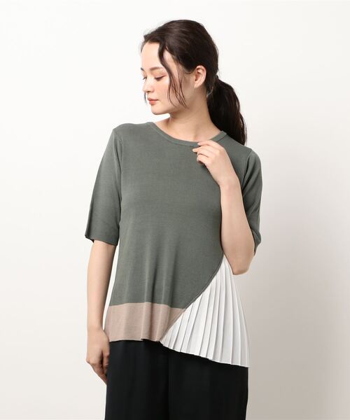 INTERPLANET（インタープラネット）の「サイドプリーツドッキングプルオーバー（ニット/セーター・レディース・ブラック/グレー/カーキ・FREE）」の12枚目の写真