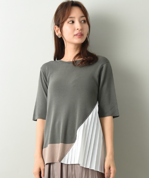 INTERPLANET（インタープラネット）の「サイドプリーツドッキングプルオーバー（ニット/セーター・レディース・ブラック/グレー/カーキ・FREE）」の13枚目の写真