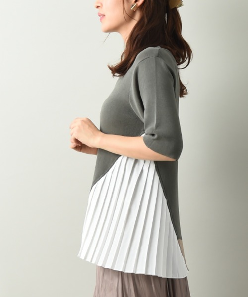 INTERPLANET（インタープラネット）の「サイドプリーツドッキングプルオーバー（ニット/セーター・レディース・ブラック/グレー/カーキ・FREE）」の14枚目の写真