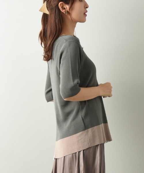 INTERPLANET（インタープラネット）の「サイドプリーツドッキングプルオーバー（ニット/セーター・レディース・ブラック/グレー/カーキ・FREE）」の15枚目の写真