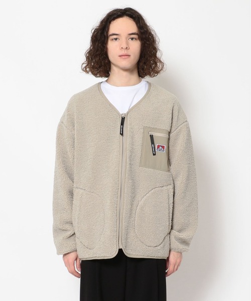 BEN DAVIS/WHITE LABEL（ベンデイビス ホワイトラベル）の「BENDAVIS/ベンデイビス/シープボアジップカーディガン/BOA ZIP CARDIGAN（ブルゾン・メンズ・ブラック/オフホワイト・MEDIUM/LARGE/X-LARGE）」の7枚目の写真