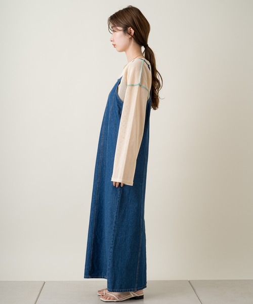 Kastane（カスタネ）の「ハギ入りデニムキャミワンピース（ワンピース・レディース・ブルー/アイボリー・FREE）」の7枚目の写真