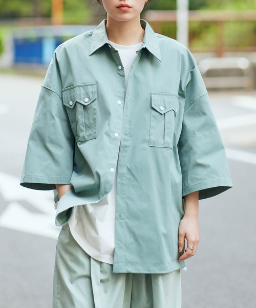 KGFR（カガフリ）の「直営店・WEB限定 KGFR(カガフリ)OXショートスリーブシャツ/半袖シャツ/オックスフォード（シャツ/ブラウス・メンズ・ライトパープル/ライトグリーン/ライトイエロー・L/M/XL）」の2枚目の写真