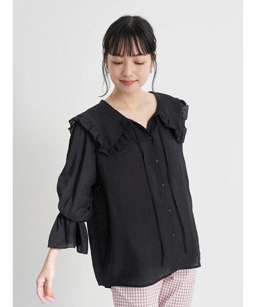 earth music&ecology(アースミュージックアンドエコロジー)の「シアービックカラーブラウス *(シャツ/ブラウス・レディース・ブラック/ミント/オフホワイト/パープル・FREE)」の6枚目の写真