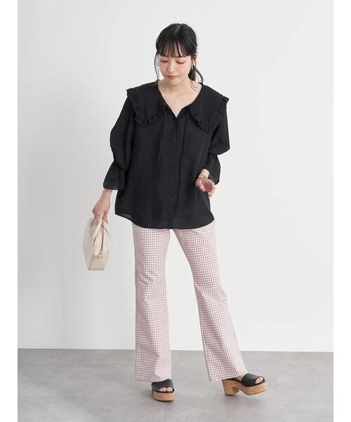 earth music&ecology(アースミュージックアンドエコロジー)の「シアービックカラーブラウス *(シャツ/ブラウス・レディース・ブラック/ミント/オフホワイト/パープル・FREE)」の16枚目の写真