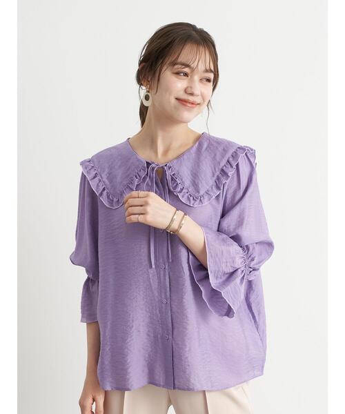 earth music&ecology(アースミュージックアンドエコロジー)の「シアービックカラーブラウス *(シャツ/ブラウス・レディース・ブラック/ミント/オフホワイト/パープル・FREE)」の20枚目の写真