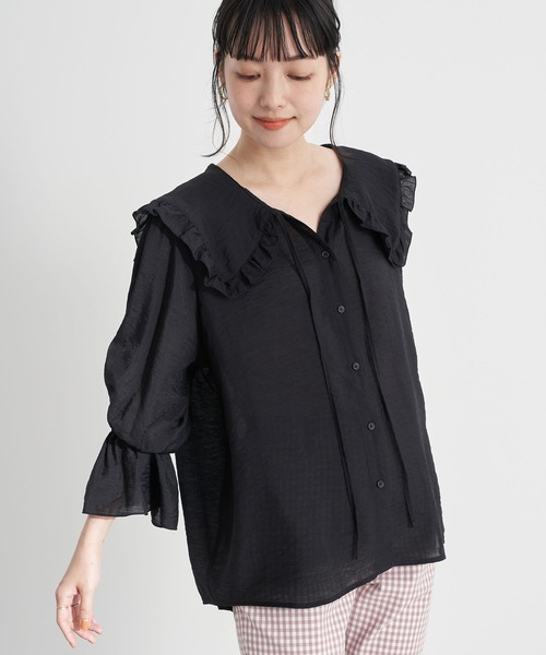 earth music&ecology(アースミュージックアンドエコロジー)の「シアービックカラーブラウス *(シャツ/ブラウス・レディース・ブラック/ミント/オフホワイト/パープル・FREE)」の3枚目の写真