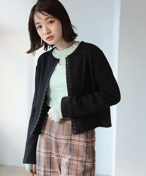 BeAMS DOT（ビームスドット）の「【WEB限定】BeAMS DOT / ホックスウェット カーディガン（カーディガン/ボレロ・レディース・ベージュ/グレー/ブラック・FREE）」の2枚目の写真