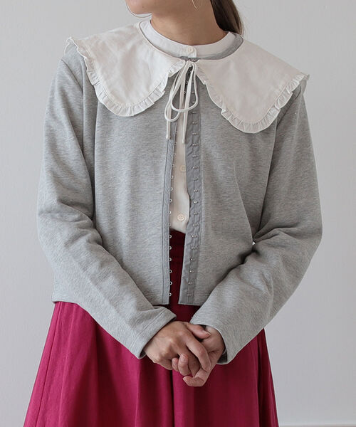 BeAMS DOT（ビームスドット）の「【WEB限定】BeAMS DOT / ホックスウェット カーディガン（カーディガン/ボレロ・レディース・ベージュ/グレー/ブラック・FREE）」の9枚目の写真