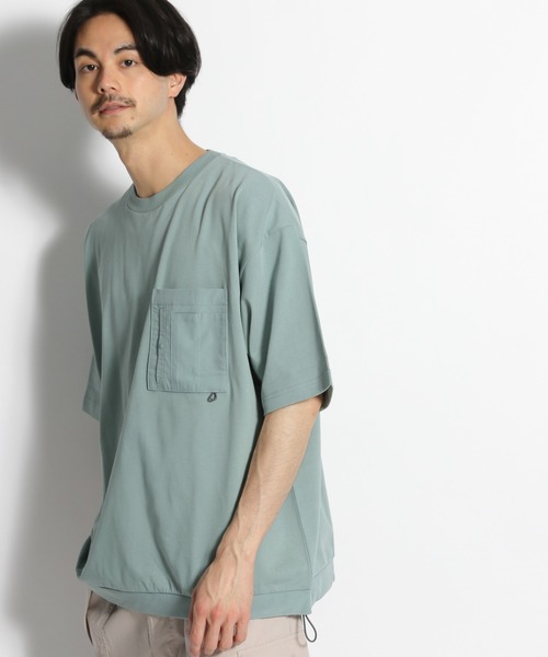 niko and...(ニコアンド)の「デザインポケットドロストTシャツ(Tシャツ/カットソー・メンズ・ブラック/オフホワイト/オレンジ/グリーン・MEDIUM/LARGE)」の4枚目の写真