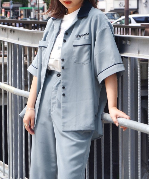 179/WG(イチナナキュウダブルジー)の「ボーリングシャツ(シャツ/ブラウス・レディース・サックスブルー/オレンジ/ネイビー・MEDIUM)」の3枚目の写真