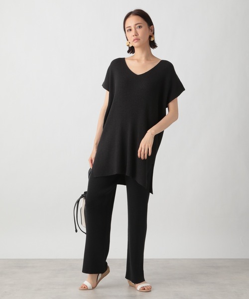 Ezick（エジック）の「【セットアップ】リブVネックベスト（Tシャツ/カットソー・レディース・ホワイト/ブラック・FREE）」の10枚目の写真