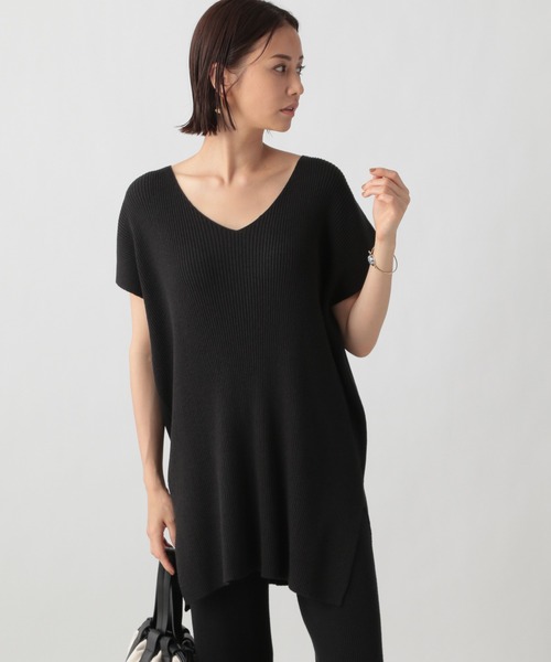 Ezick（エジック）の「【セットアップ】リブVネックベスト（Tシャツ/カットソー・レディース・ホワイト/ブラック・FREE）」の13枚目の写真