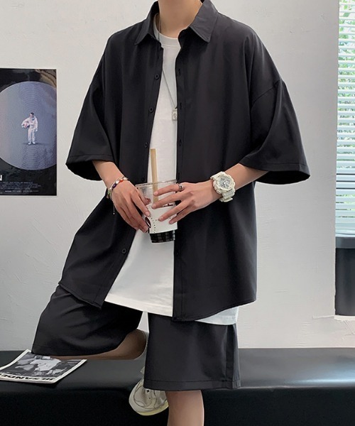 MGV(エムジーヴィー)の「オーバーサイズカジュアルシャツセットアップ(セットアップ・メンズ・ブラック/グレー/ブルー・MEDIUM/LARGE/X-LARGE)」の6枚目の写真