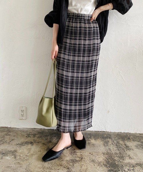 CAPRICIEUX LE'MAGE（カプリシューレマージュ）の「チェックプリーツスカート（スカート・レディース・ブラック/グリーン・FREE）」の9枚目の写真