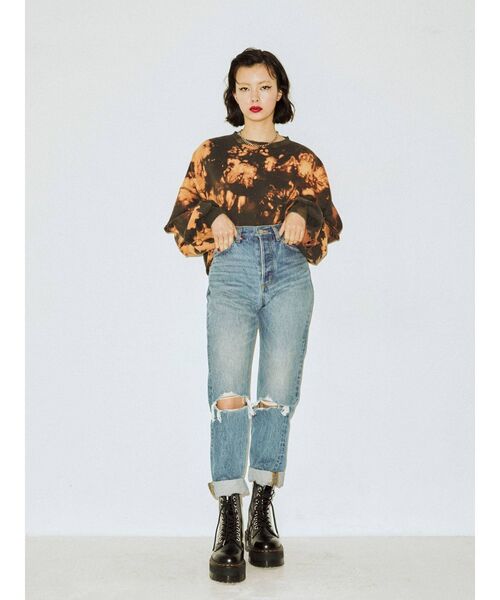 jouetie（ジュエティ）の「ダメージプルオーバー【スウェット/トレーナー】（スウェット・レディース・ブラック/ピンク/アイボリー・MEDIUM）」の5枚目の写真