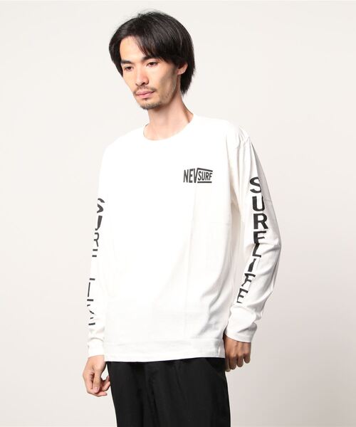 NEV（ネブ）の「ロゴプリント長袖カットソー（Tシャツ/カットソー・メンズ・ホワイト系3/ブラック系1/オフホワイト/ホワイト系1/ホワイト系4/モカ/ブラック系/杢グレー/ベージュ/ホワイト系/ホワイト系2/ブラック・M/XL/L）」の21枚目の写真