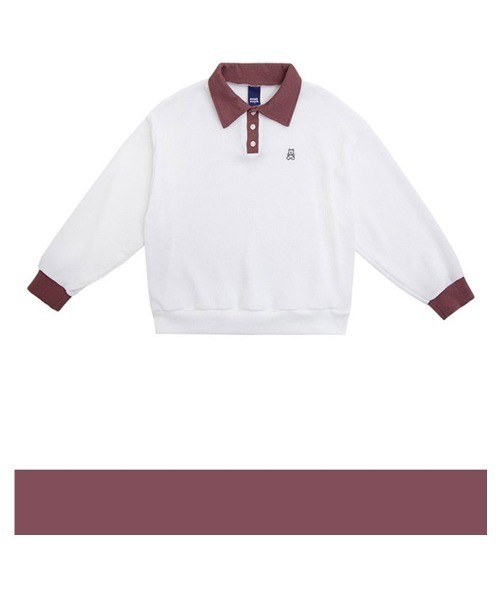 muahmuah（ムーアムーア）の「A'GEM/9 × .kom『muah muah/ムーアムーア』MUAH STITCH COMBI GOLGI COLLAR MTM/襟付き リブ網スウェットシャツ（スウェット・レディース・ブラック/ブラウン/ブルー・FREE）」の14枚目の写真