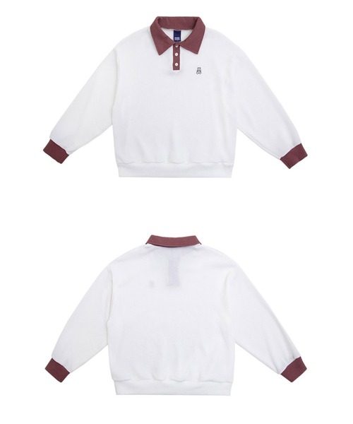 muahmuah（ムーアムーア）の「A'GEM/9 × .kom『muah muah/ムーアムーア』MUAH STITCH COMBI GOLGI COLLAR MTM/襟付き リブ網スウェットシャツ（スウェット・レディース・ブラック/ブラウン/ブルー・FREE）」の18枚目の写真