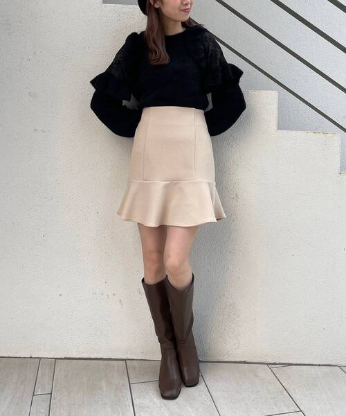 MAJESTIC LEGON(マジェスティックレゴン)の「Ladyフリルシャギーニット(ニット/セーター・レディース・アイボリー/ピンク/ライトグリーン/ラベンダー/ブラック/グレー/イエロー・SMALL/MEDIUM)」の13枚目の写真