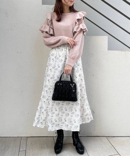 MAJESTIC LEGON(マジェスティックレゴン)の「Ladyフリルシャギーニット(ニット/セーター・レディース・アイボリー/ピンク/ライトグリーン/ラベンダー/ブラック/グレー/イエロー・SMALL/MEDIUM)」の14枚目の写真