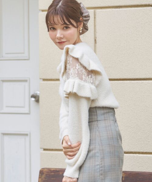 MAJESTIC LEGON(マジェスティックレゴン)の「Ladyフリルシャギーニット(ニット/セーター・レディース・アイボリー/ピンク/ライトグリーン/ラベンダー/ブラック/グレー/イエロー・SMALL/MEDIUM)」の22枚目の写真