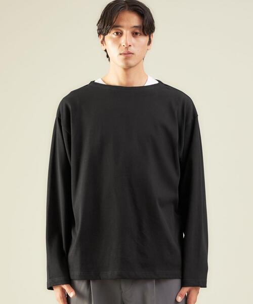 green label relaxing（グリーンレーベルリラクシング）の「OLT＜green label relaxing＞GIZA バスク ソリッド 長袖 カットソー（Tシャツ/カットソー・メンズ・ホワイト/ブラック・S/M/L/XL）」の7枚目の写真