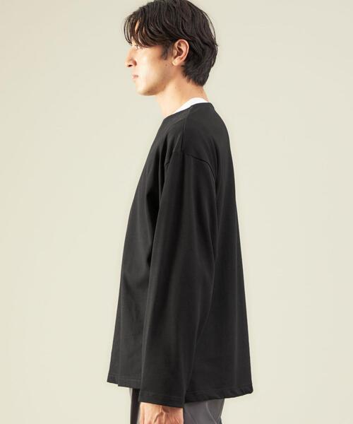 green label relaxing（グリーンレーベルリラクシング）の「OLT＜green label relaxing＞GIZA バスク ソリッド 長袖 カットソー（Tシャツ/カットソー・メンズ・ホワイト/ブラック・S/M/L/XL）」の5枚目の写真