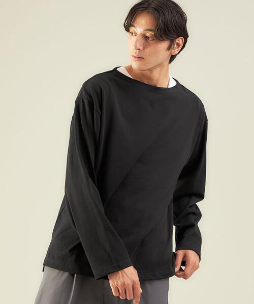 green label relaxing（グリーンレーベルリラクシング）の「OLT＜green label relaxing＞GIZA バスク ソリッド 長袖 カットソー（Tシャツ/カットソー・メンズ・ホワイト/ブラック・S/M/L/XL）」の4枚目の写真