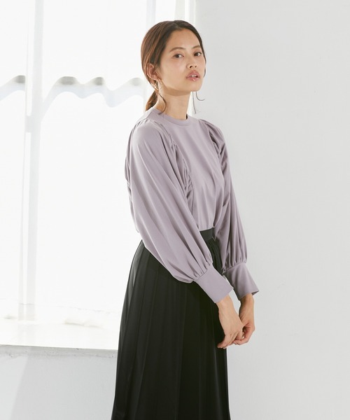 Rewde(ルゥデ)の「ボリュームスリーブプルオーバー(1R15-08196)(Tシャツ/カットソー・レディース・ホワイト/ブラック/スモークピンク・M)」の6枚目の写真