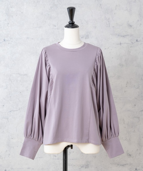 Rewde(ルゥデ)の「ボリュームスリーブプルオーバー(1R15-08196)(Tシャツ/カットソー・レディース・ホワイト/ブラック/スモークピンク・M)」の5枚目の写真