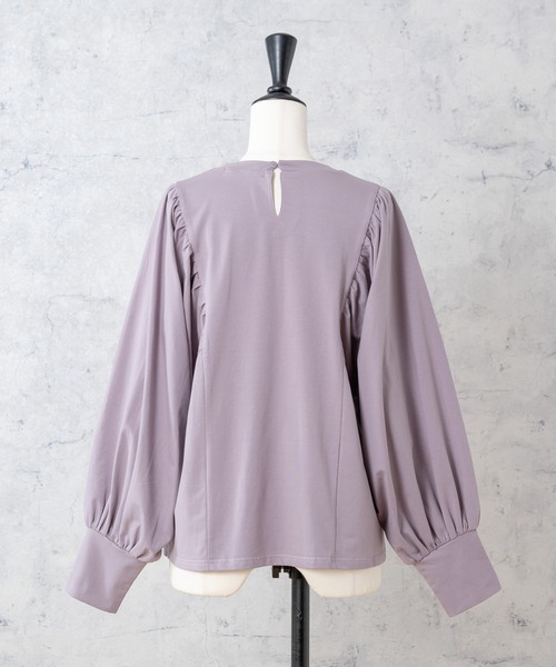 Rewde(ルゥデ)の「ボリュームスリーブプルオーバー(1R15-08196)(Tシャツ/カットソー・レディース・ホワイト/ブラック/スモークピンク・M)」の9枚目の写真