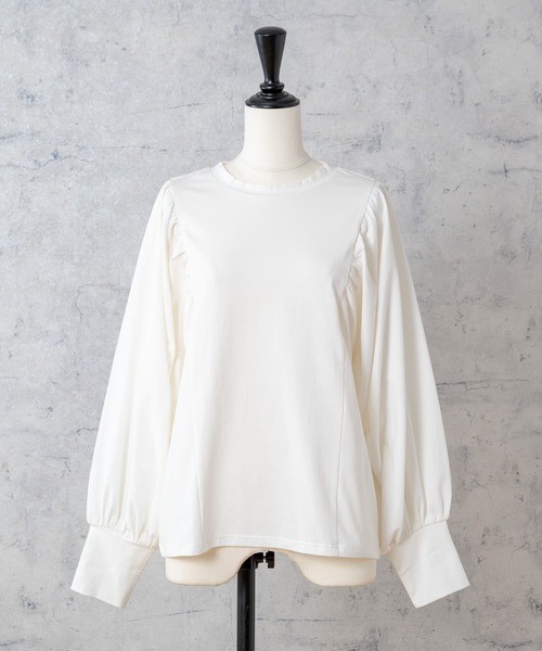 Rewde(ルゥデ)の「ボリュームスリーブプルオーバー(1R15-08196)(Tシャツ/カットソー・レディース・ホワイト/ブラック/スモークピンク・M)」の15枚目の写真