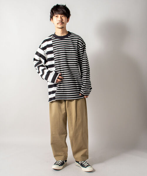 GLOSTER（グロスター）の「【GLOSTER/グロスター】SWITCH BORDER ロングスリーブTシャツ（Tシャツ/カットソー・メンズ・ブラック×ホワイト/ネイビー×ホワイト・MEDIUM/LARGE）」の5枚目の写真