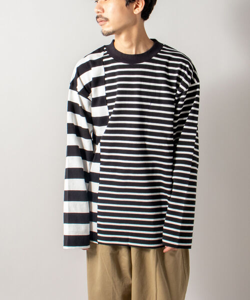 GLOSTER（グロスター）の「【GLOSTER/グロスター】SWITCH BORDER ロングスリーブTシャツ（Tシャツ/カットソー・メンズ・ブラック×ホワイト/ネイビー×ホワイト・MEDIUM/LARGE）」の12枚目の写真