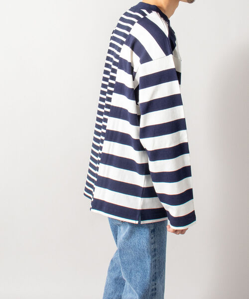 GLOSTER（グロスター）の「【GLOSTER/グロスター】SWITCH BORDER ロングスリーブTシャツ（Tシャツ/カットソー・メンズ・ブラック×ホワイト/ネイビー×ホワイト・MEDIUM/LARGE）」の3枚目の写真