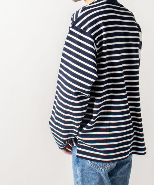 GLOSTER（グロスター）の「【GLOSTER/グロスター】SWITCH BORDER ロングスリーブTシャツ（Tシャツ/カットソー・メンズ・ブラック×ホワイト/ネイビー×ホワイト・MEDIUM/LARGE）」の6枚目の写真