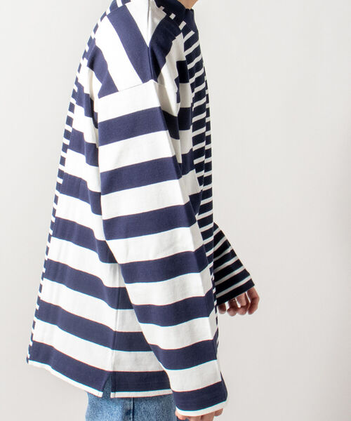 GLOSTER（グロスター）の「【GLOSTER/グロスター】SWITCH BORDER ロングスリーブTシャツ（Tシャツ/カットソー・メンズ・ブラック×ホワイト/ネイビー×ホワイト・MEDIUM/LARGE）」の13枚目の写真