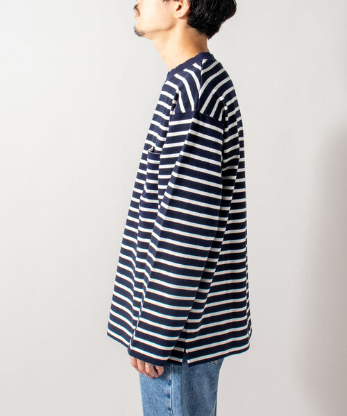 GLOSTER（グロスター）の「【GLOSTER/グロスター】SWITCH BORDER ロングスリーブTシャツ（Tシャツ/カットソー・メンズ・ブラック×ホワイト/ネイビー×ホワイト・MEDIUM/LARGE）」の11枚目の写真