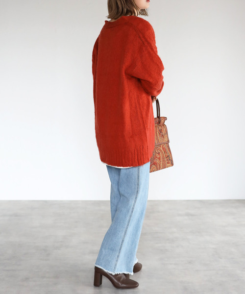 amini（アミニ）の「【2021-2022 A/W】カラーニットＶネックカーディガン（カーディガン/ボレロ・レディース・ブラウン/レッド/ライム/ブルー/グリーン/モカ・MEDIUM）」の17枚目の写真