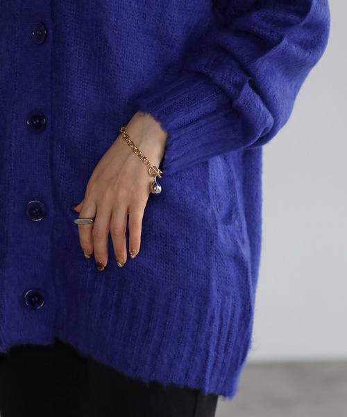 amini（アミニ）の「【2021-2022 A/W】カラーニットＶネックカーディガン（カーディガン/ボレロ・レディース・ブラウン/レッド/ライム/ブルー/グリーン/モカ・MEDIUM）」の12枚目の写真