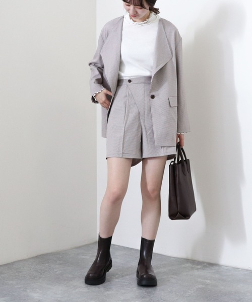 archives（アルシーヴ）の「【setupにも】チェック柄センタープレスショートパンツ（その他パンツ・レディース・ブラック/グレイッシュベージュ/グレー・MEDIUM）」の7枚目の写真