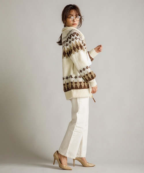 STYLEDOOR（スタイルドア）の「ジャガードカウチンニットCT（カーディガン/ボレロ・レディース・ホワイト系その他/グレー系その他・FREE）」の6枚目の写真