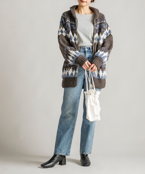 STYLEDOOR（スタイルドア）の「ジャガードカウチンニットCT（カーディガン/ボレロ・レディース・ホワイト系その他/グレー系その他・FREE）」の4枚目の写真