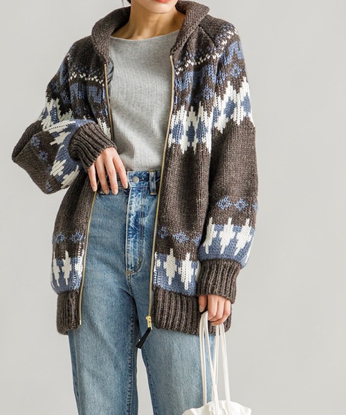 STYLEDOOR（スタイルドア）の「ジャガードカウチンニットCT（カーディガン/ボレロ・レディース・ホワイト系その他/グレー系その他・FREE）」の10枚目の写真