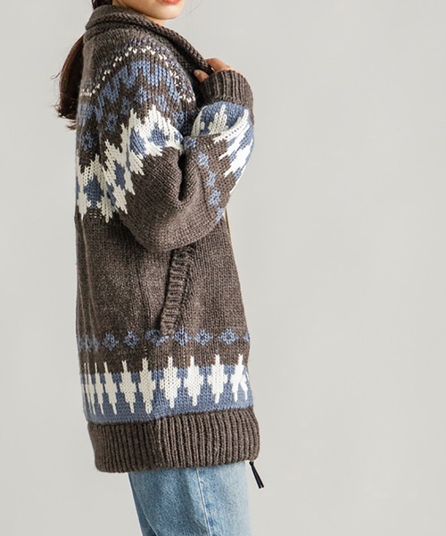 STYLEDOOR（スタイルドア）の「ジャガードカウチンニットCT（カーディガン/ボレロ・レディース・ホワイト系その他/グレー系その他・FREE）」の3枚目の写真