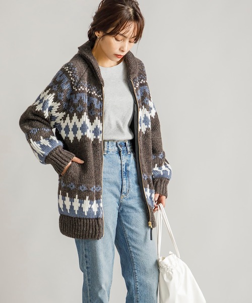 STYLEDOOR（スタイルドア）の「ジャガードカウチンニットCT（カーディガン/ボレロ・レディース・ホワイト系その他/グレー系その他・FREE）」の9枚目の写真