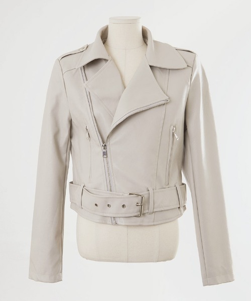 chuu(チュー)の「CHUU クロップライダースジャケット(ライダースジャケット・レディース・ブラック/クリーム・FREE)」の10枚目の写真